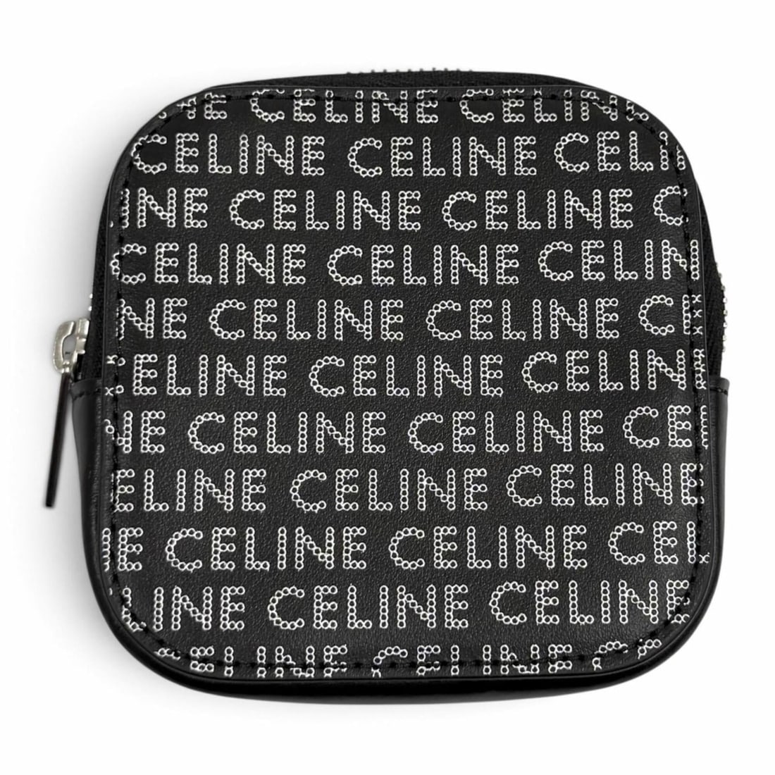 CELINE 10K743FGH.38SI Logo Pattern Square Purse Leather Wallet/Coin Case Black Silver Made in Italy (1 of 14)