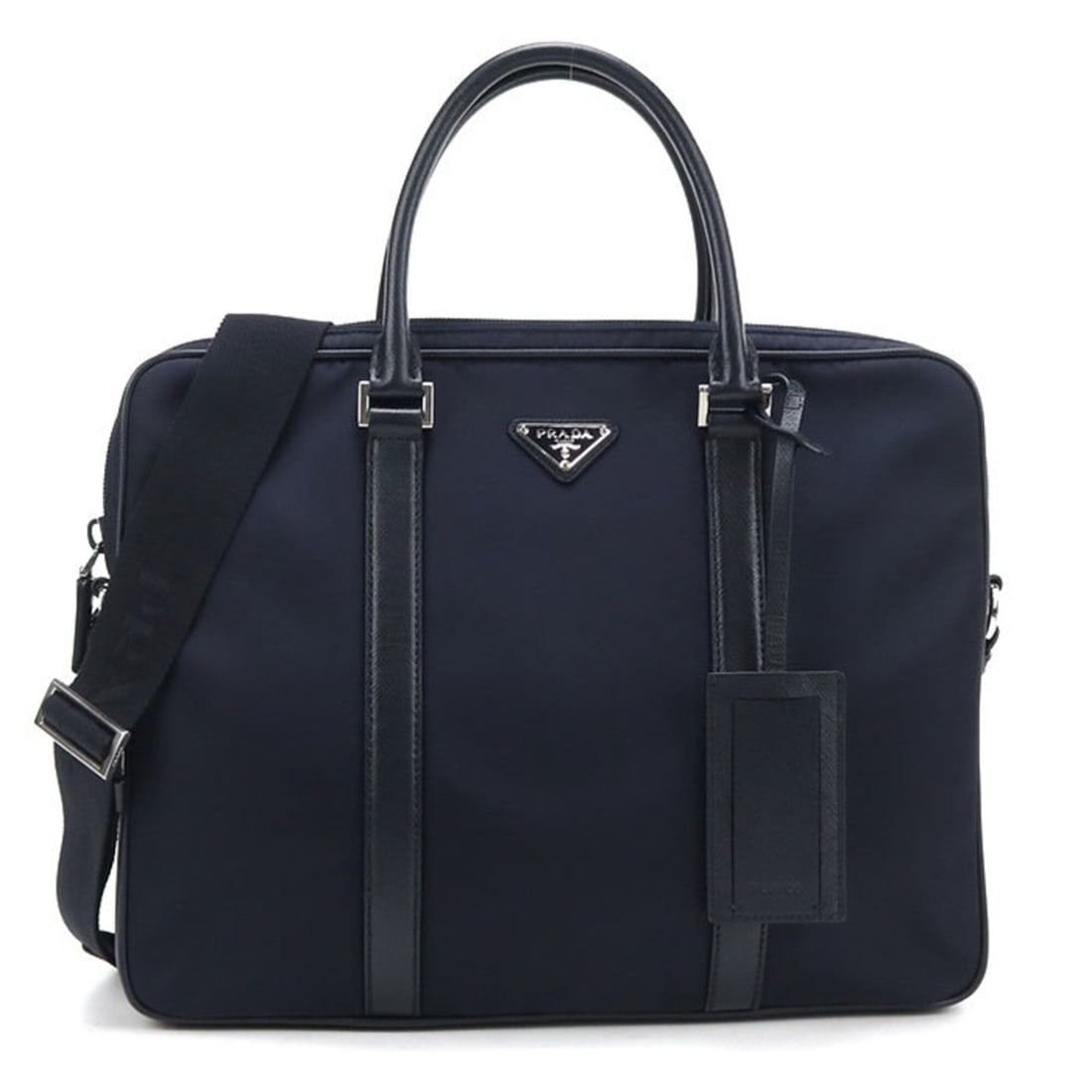 PRADA Briefcase 2VE368 2-Way Men's Navy: --- Catalog ---Category: SizeSize (HxWxD): 29cm x 35.5cm x 4.5cm / 11.41'' x 13.97'' x 1.77''Category: DesignType: BriefcaseColor: NavyGender: MenMaterial: Nylon , Leather Hardware Color: SilverCatego