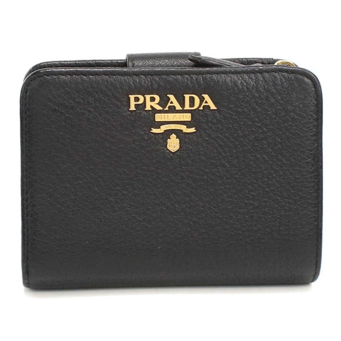 PRADA bi-fold wallet 1ML018 Daino color women's black: --- Catalog ---Category: SizeSize (HxWxD): 9cm x 12cm x 2.5cm / 3.54'' x 4.72'' x 0.98''Category: DesignType: Wallet (bi-fold)Color: BlackGender: WomenMaterial: Leather Category: GeneralMPN: 1ML018Bra