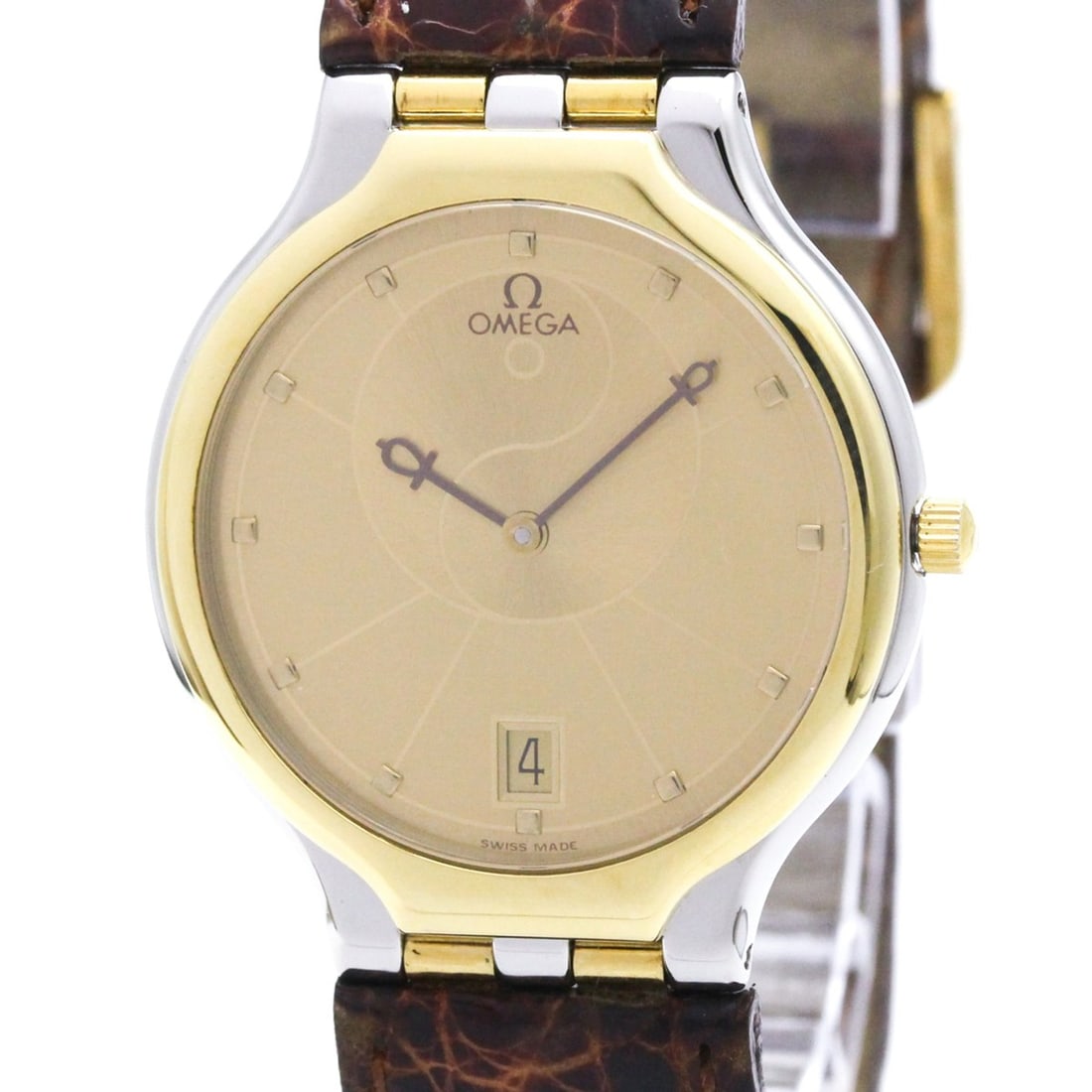 OMEGA De Ville Symbol K18 Gold Steel Leather Quartz Watch 396.1016: --- Catalog ---Category: SizeCase Diameter: 32mm / 1.26''Category: DesignType: WristwatchStyle: Dress/FormalGender: MenColor (Dial): GoldMaterial (Band): LeatherMaterial (Case): Stainless steel, Yello