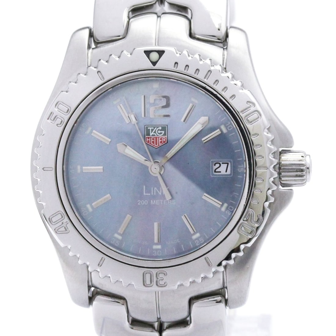 TAG HEUER Link Blue MOP Dial Steel Quartz Ladies Watch WT121L Polished: --- Catalog ---Category: SizeCase Diameter: 36mm / 1.42''Category: DesignType: WristwatchStyle: SportGender: MenColor (Dial): Blue shellMaterial (Band): Stainless steelMaterial (Case): Stainless steel