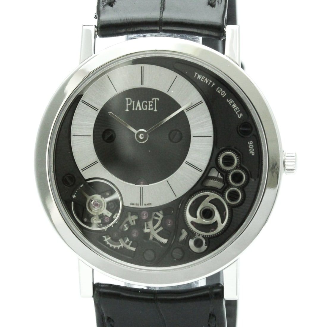 PIAGET Altiplano White Gold Leather Hand-Winding Mens Watch G0A39111 Polished: --- Catalog ---Category: SizeCase Diameter: 38mm / 1.5''Category: DesignType: WristwatchStyle: SportGender: MenColor (Dial): BlackMaterial (Band): LeatherMaterial (Case): White gold (18K)Category: Gen