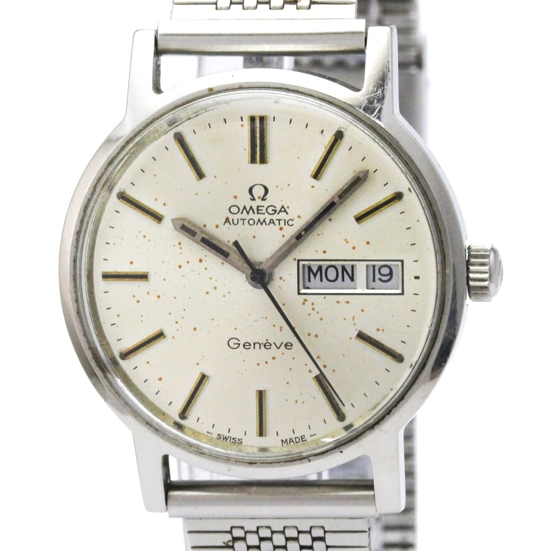 OMEGA Geneve Day Date Cal 1022 Steel Automatic Mens Watch 166.0117: --- Catalog ---Category: SizeCase Diameter: 35mm / 1.38''Category: DesignType: WristwatchStyle: Dress/FormalGender: MenColor (Dial): SilverMaterial (Band): Stainless steelMaterial (Case): Stainless st