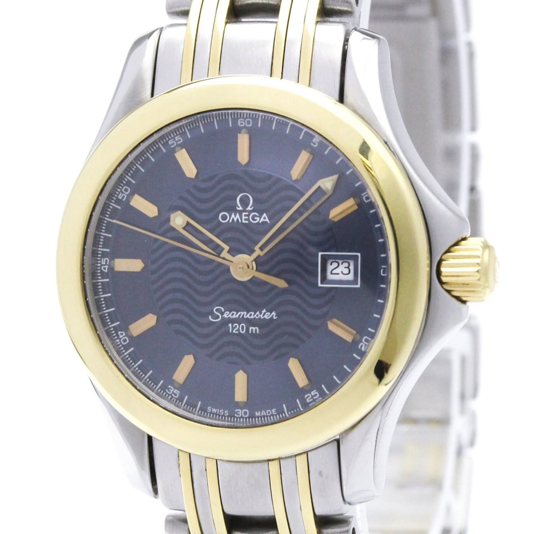 OMEGA Seamaster 120M 18K Gold Steel Ladies Watch 2371.81 Polished: --- Catalog ---Category: SizeCase Diameter: 29mm / 1.14''Category: DesignType: WristwatchStyle: SportGender: WomenColor (Dial): BlueMaterial (Band): Stainless steel, Yellow gold (18K)Material (Case): 