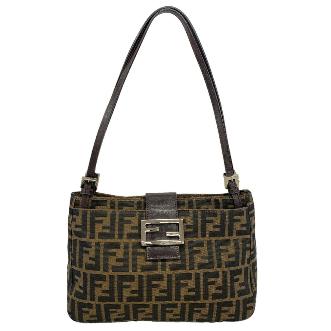Fendi Zucca Nylon Canvas Shoulder Bag, Brown, Women's: --- Catalog ---Category: SizeSize (HxWxD): 19cm x 28cm x 7.5cm / 7.48'' x 11.02'' x 2.95''Category: DesignType: Shoulder bagColor: BrownGender: WomenMaterial: Nylon canvas Hardware Color: SilverCatego