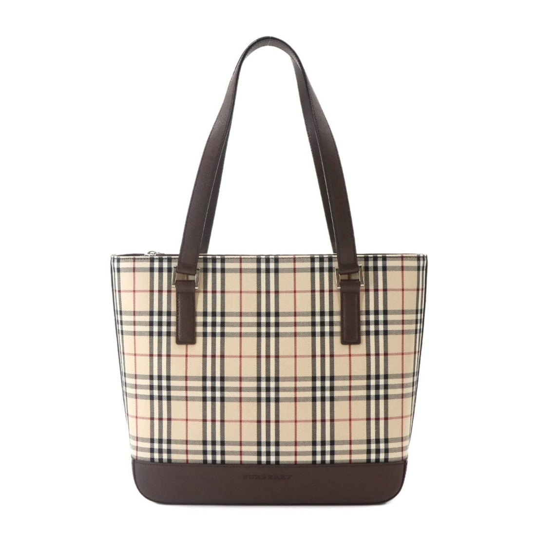 Burberry Nova Check Tote Handbag, Canvas and Leather, Beige/Brown, Silver Hardware.: --- Catalog ---Category: SizeSize (HxWxD): 24cm x 25cm x 9cm / 9.44'' x 9.84'' x 3.54''Category: DesignType: Tote bagColor: Beige, BrownGender: WomenMaterial: Canvas , Leather Category: GeneralBrand: 