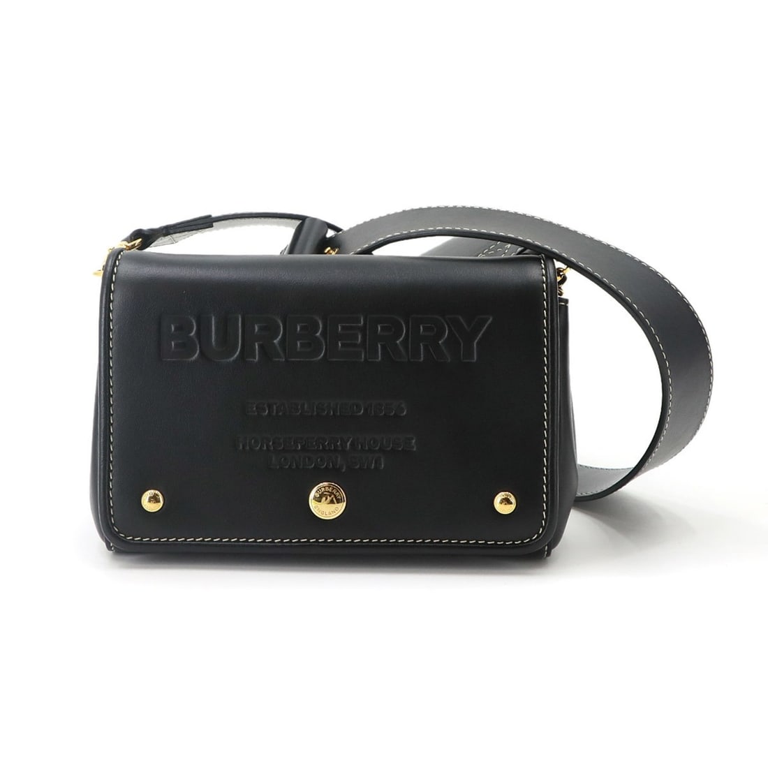 Burberry Horseferry Small Shoulder Handbag, Leather, Black with Gold Hardware (1 of 11)
