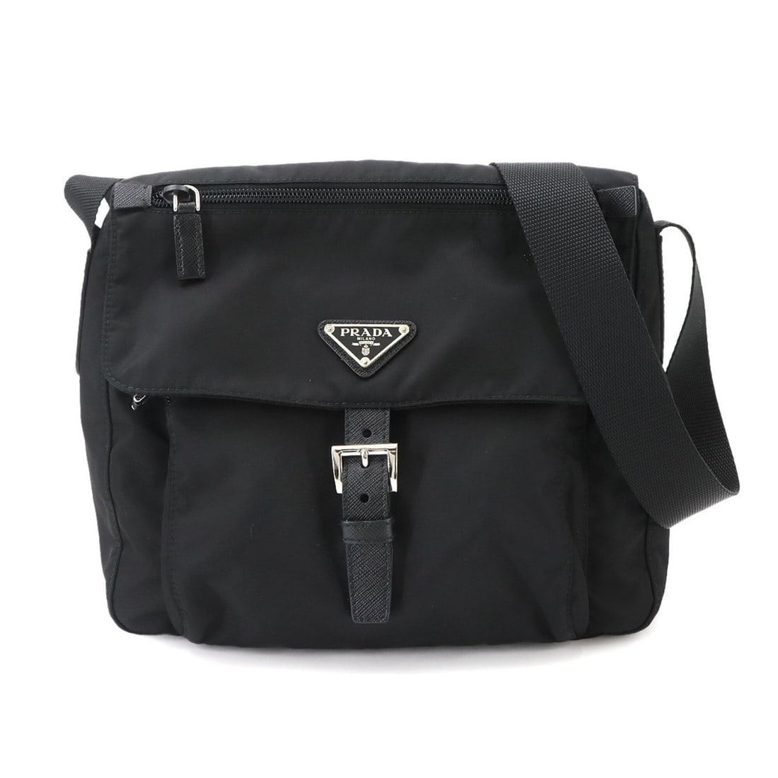Prada PRADA Shoulder Handbag Nylon Saffiano Leather Nero 1BD994 Silver Hardware Black Bag: --- Catalog ---Category: SizeSize (HxWxD): 22cm x 25cm x 9.5cm / 8.66'' x 9.84'' x 3.74''Category: DesignType: Shoulder bagColor: NeroGender: Women,MenMaterial: Nylon , Saffiano triangle , Leather Cat