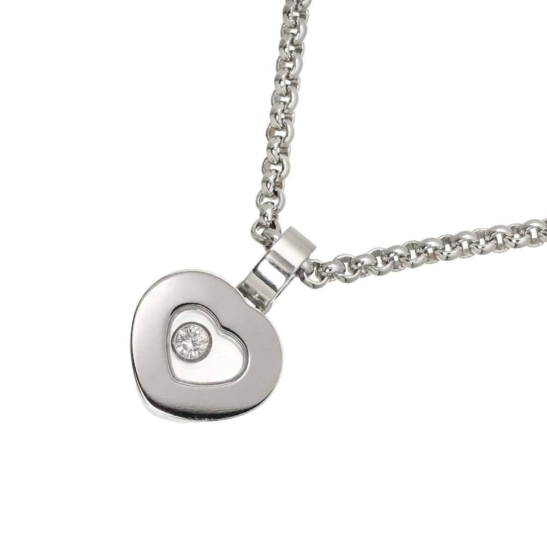 Chopard Happy Diamonds Heart Necklace, 42cm, 18K WG (White Gold 750): --- Catalog ---Category: SizePendant Size: 15mm x 10.6mm / 0.59'' x 0.41''Neck Circumference: 42 cm / 16.53''Category: DesignGender: WomenMaterial: White gold (18K)Necklace Type: NecklaceCategory: Gen