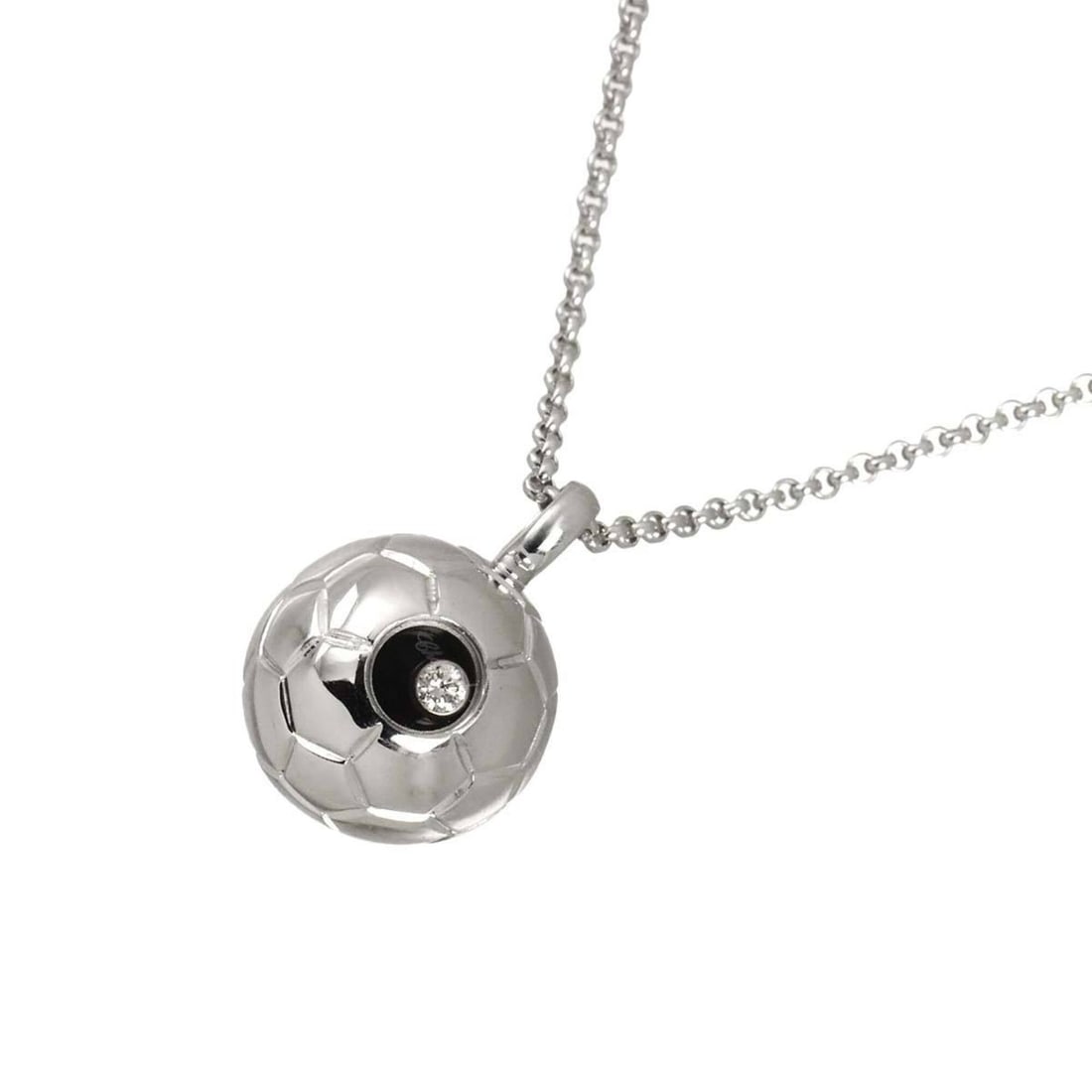 Chopard Happy Diamonds Soccer Ball Necklace, 42.5cm, 18K WG (White Gold 750): --- Catalog ---Category: SizePendant Size: 18.5mm x 13.4mm / 0.72'' x 0.52''Neck Circumference: 42.5 cm / 16.73''Category: DesignGender: Women,MenMaterial: White gold (18K)Necklace Type: NecklaceCateg