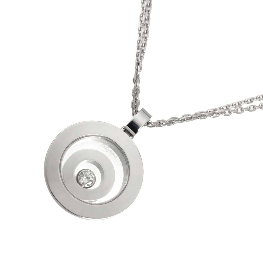 Chopard Happy Spirit Diamond Necklace, 42cm, 18K WG (White Gold 750): --- Catalog ---Category: SizePendant Size: 22mm x 17mm / 0.86'' x 0.66''Neck Circumference: 42 cm / 16.53''Category: DesignGender: Women,MenMaterial: White gold (18K)Necklace Type: NecklaceCategory: G
