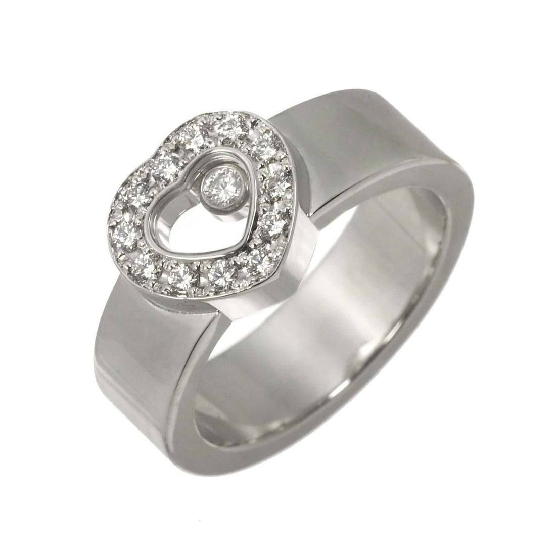 Chopard Happy Diamond Heart Ring, 18K White Gold (750).: --- Catalog ---Category: SizeJP Size: 11.5US Size: 6Category: DesignType: Band ringGender: WomenMaterial: White gold (18K)Category: GeneralBrand: Chopard--- Item List ---Section: ConditionRanking: Ran