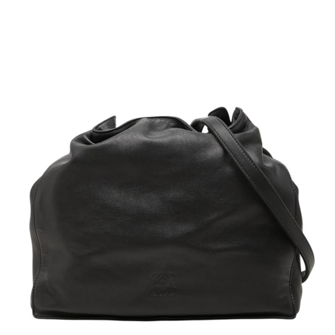 Loewe Anagram Flamenco Crossbody Shoulder Bag, Black Leather, Women's LOEWE: --- Catalog ---Category: SizeSize (HxWxD): 24cm x 26cm x 7.5cm / 9.44'' x 10.23'' x 2.95''Category: DesignType: Shoulder bagColor: BlackGender: WomenMaterial: Leather Category: GeneralLine: FlamencoBr