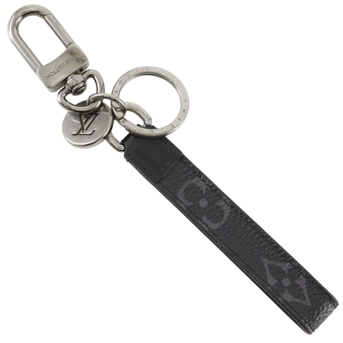 Louis Vuitton Porte-Clés Dragonne Keychain, Monogram Eclipse, M61950, Canvas, 2021 Model, Black, (1 of 14)