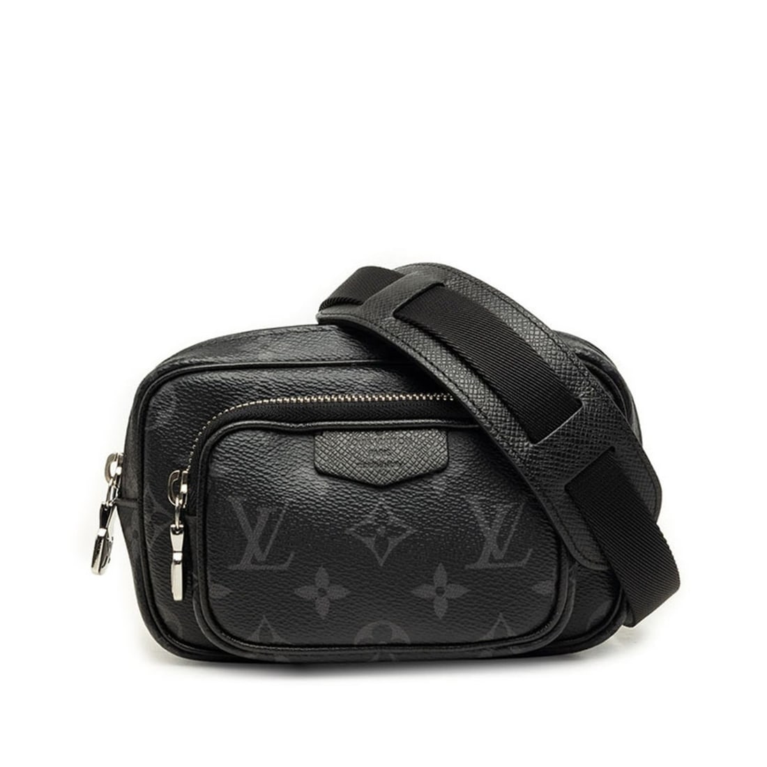 Louis Vuitton Monogram Eclipse Outdoor Pochette Crossbody Shoulder Bag M30755 Noir Black Leather: --- Catalog ---Category: SizeSize (HxWxD): 10.5cm x 16cm x 7cm / 4.13'' x 6.29'' x 2.75''Category: DesignType: Pochette, Shoulder bagColor: Black, NoirGender: MenMaterial: PVC , Leather Category: Gene