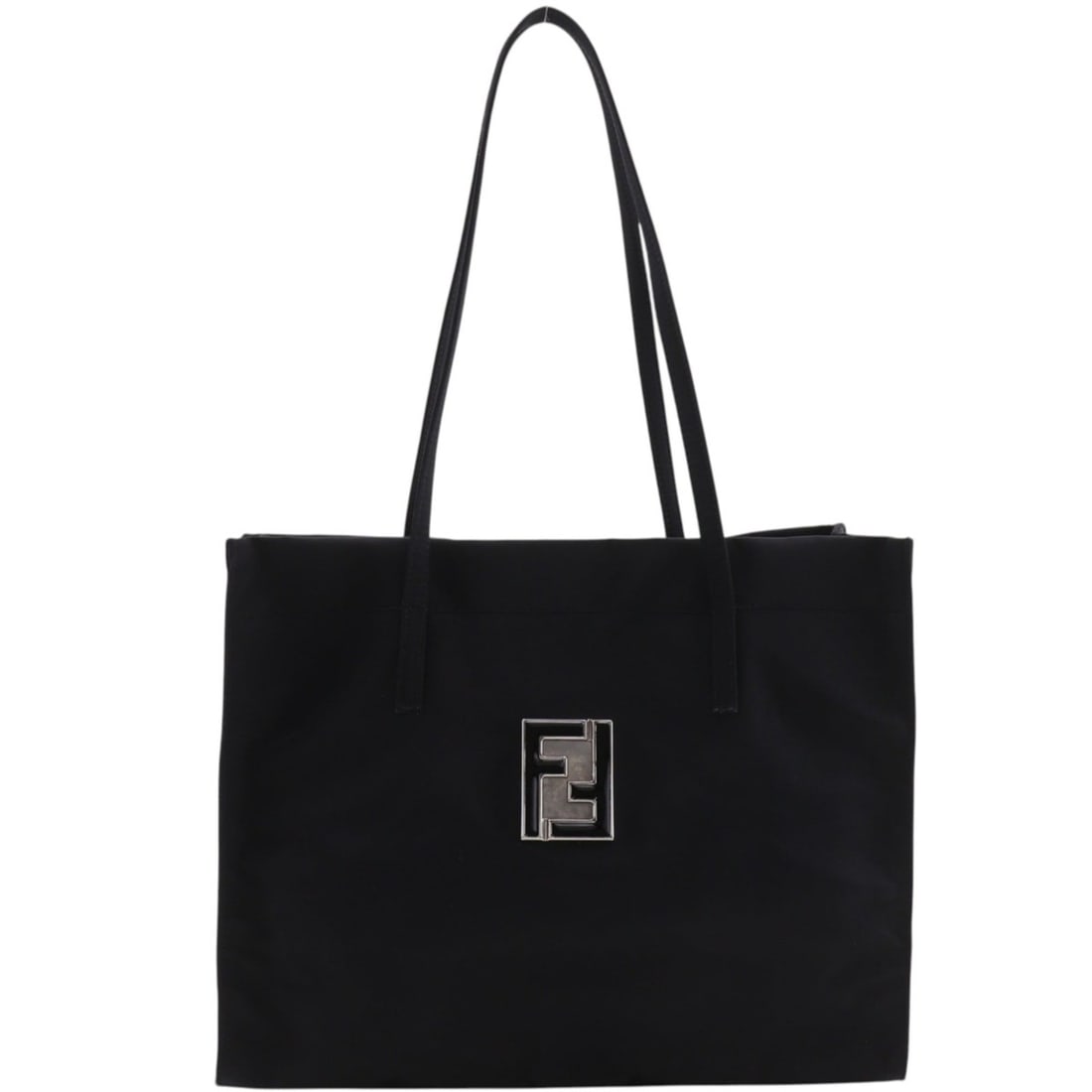 Fendi FENDI Logo Plate Tote Bag Nylon Black A5 With Women's: --- Catalog ---Category: SizeWeight: 320g / 11.28oz.Handle Drop: 24.00cm / 9.45''Size (HxWxD): 25cm x 31cm x 12cm / 9.84'' x 12.2'' x 4.72''Category: DesignType: Tote bagColor: BlackGender: WomenMater
