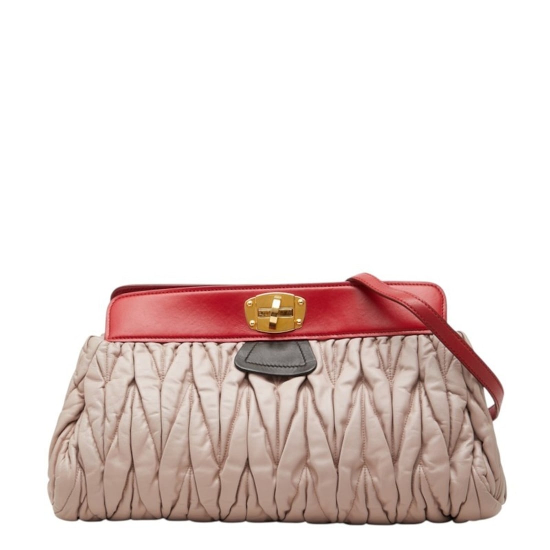 Miu Miu Miu Matelassé Crossbody Shoulder Bag, Pink Beige/Red Leather, Women's.: --- Catalog ---Category: SizeSize (HxWxD): 20cm x 39cm x 17cm / 7.87'' x 15.35'' x 6.69''Category: DesignType: Shoulder bagColor: Pink beige, Red colorGender: WomenMaterial: Leather Category: GeneralL