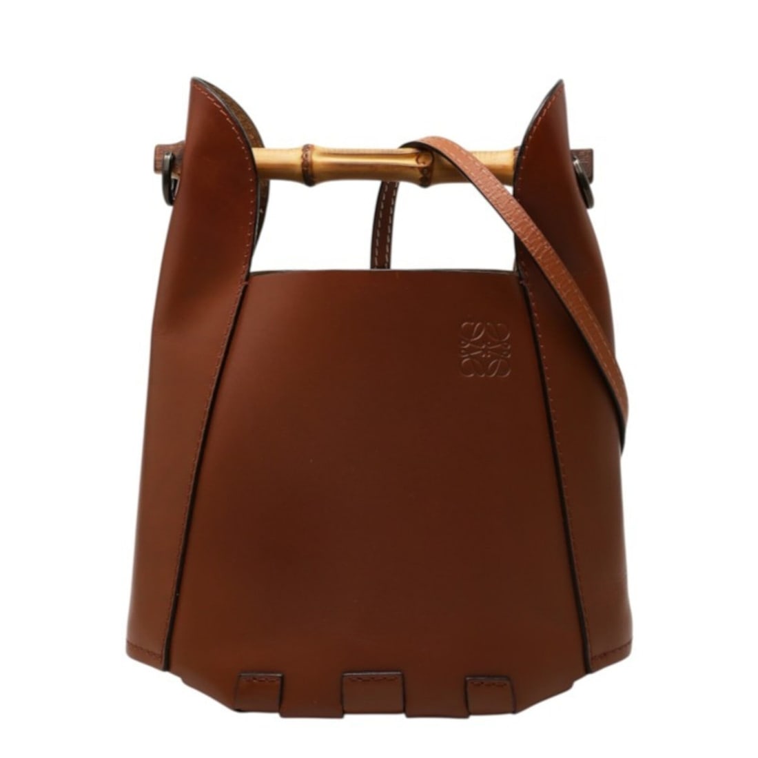 Loewe Anagram Bamboo Bucket Bag, Handbag/Shoulder 2-Way, Brown Leather, Women's.: --- Catalog ---Category: SizeSize (HxWxD): 20cm x 24.5cm x 14cm / 7.87'' x 9.64'' x 5.51''Category: DesignType: Handbag, Shoulder bagColor: BrownGender: WomenMaterial: Leather Category: GeneralBrand: 