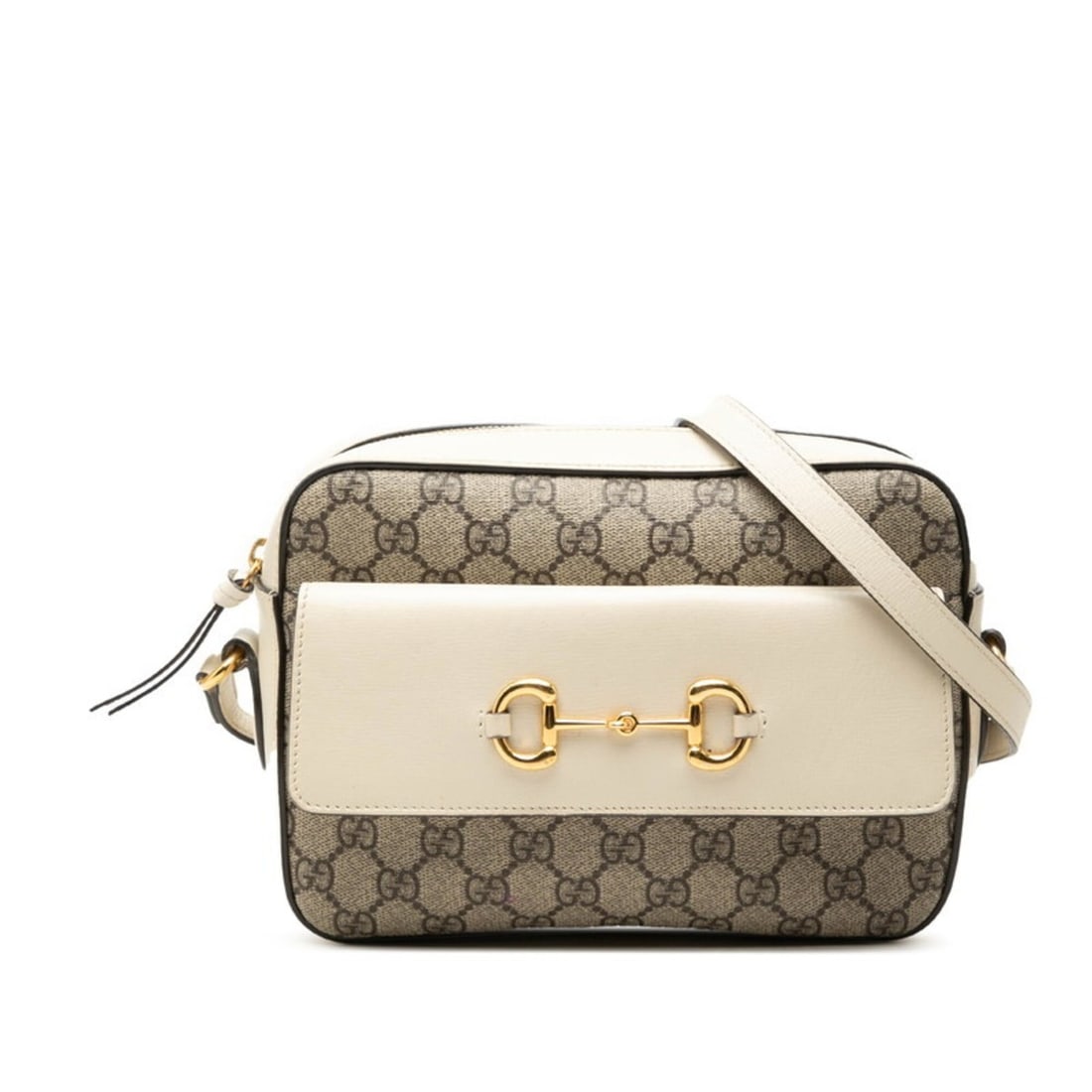 Gucci GG Supreme Horsebit Crossbody Shoulder Bag 645454 Beige White Leather Women's GUCCI: --- Catalog ---Category: SizeSize (HxWxD): 17cm x 23cm x 6cm / 6.69'' x 9.05'' x 2.36''Category: DesignType: Shoulder bagColor: Beige, WhiteGender: WomenMaterial: PVC , Leather Category: GeneralLine: 