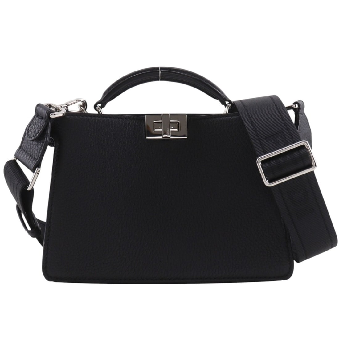 Fendi Peek-A-Boo ISeeU Handbag, 2-Way Shoulder Bag, 7VA582 AMA3 F1JS2, Calfskin, Black, Unisex (1 of 20)