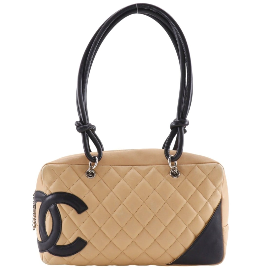 Chanel bowling bag tote bag, Cambon line, A25171, leather, beige, women's.: --- Catalog ---Category: SizeWeight: 480g / 1.05lb.Handle Drop: 24.00cm / 9.45''Size (HxWxD): 16cm x 27cm x 10cm / 6.29'' x 10.62'' x 3.93''Category: DesignType: Shoulder bagColor: BeigeGender: WomenM