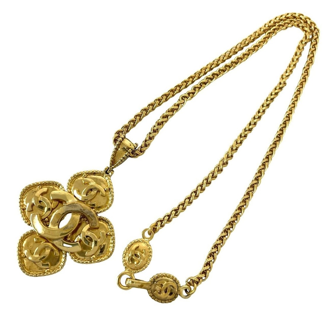 CHANEL Vintage Coco Mark Motif Necklace GP Pendant Accessory Gold 314-6 (1 of 16)