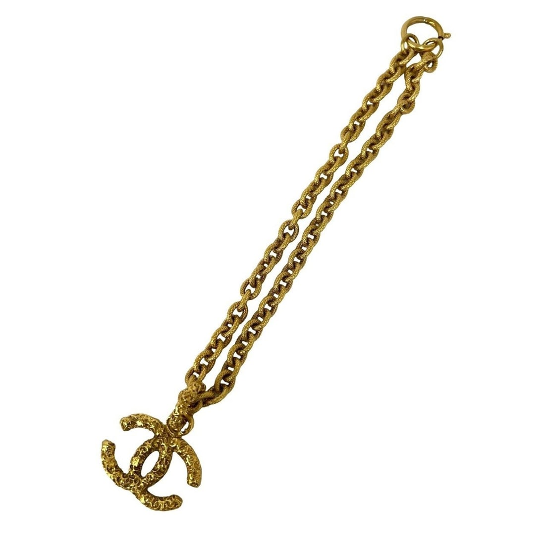 CHANEL Vintage Coco Mark Lava Motif Chain Necklace GP Gold Accessory 12-10: --- Catalog ---Category: SizePendant Size: 40mm x 43mm / 1.57'' x 1.69''Neck Circumference: 43.5 cm / 17.12''Category: DesignColor: GoldGender: WomenMaterial: Gold platingNecklace Type: NecklaceCatego