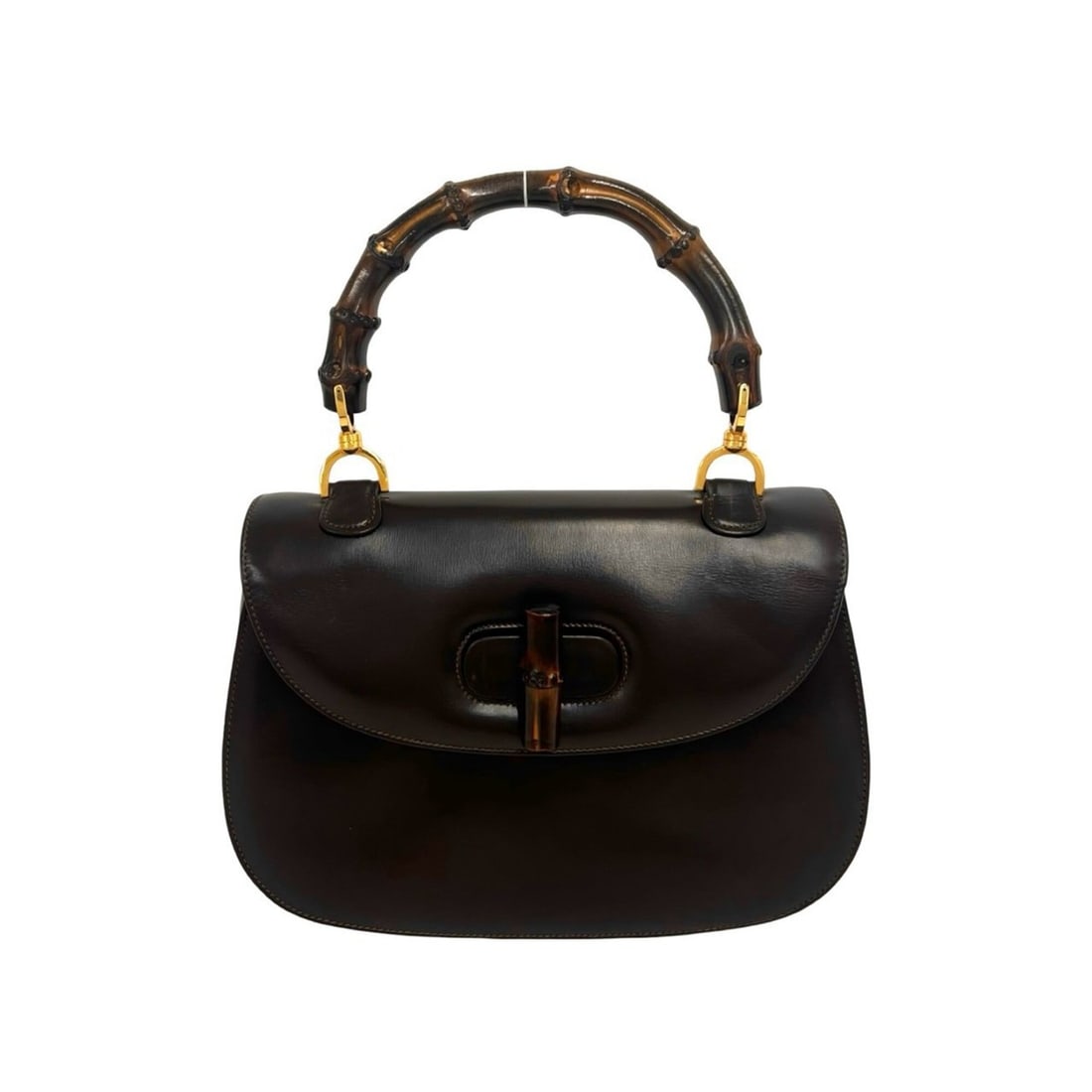 GUCCI Vintage Bamboo Leather Handbag Mini Tote Bag Brown d78-8 (1 of 18)