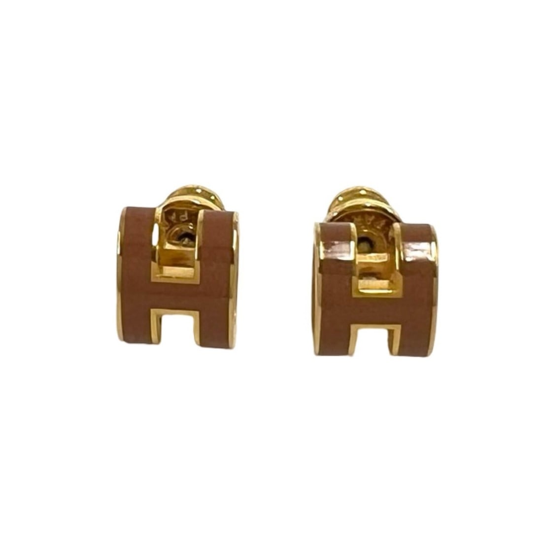 HERMES Mini Pop H Earrings, GP (Gold Plated), New Gold, 21734 (1 of 8)