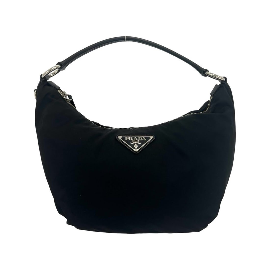 PRADA Triangle Logo Hardware Tessuto Pocono Nylon Saffiano Leather Semi One Shoulder Bag Black 22488: --- Catalog ---Category: SizeSize (HxWxD): 21cm x 37cm x 12.5cm / 8.26'' x 14.56'' x 4.92''Category: DesignType: Shoulder bagColor: BlackGender: WomenMaterial: Nylon , Leather Category: GeneralBrand: 