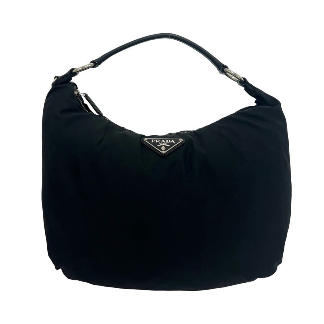 PRADA Triangle Logo Hardware Tessuto Pocono Nylon Saffiano Leather Semi One Shoulder Bag Black 20887: --- Catalog ---Category: SizeSize (HxWxD): 24cm x 42cm x 12.5cm / 9.44'' x 16.53'' x 4.92''Category: DesignType: Shoulder bagColor: BlackGender: WomenMaterial: Nylon , Leather Category: GeneralBrand: 