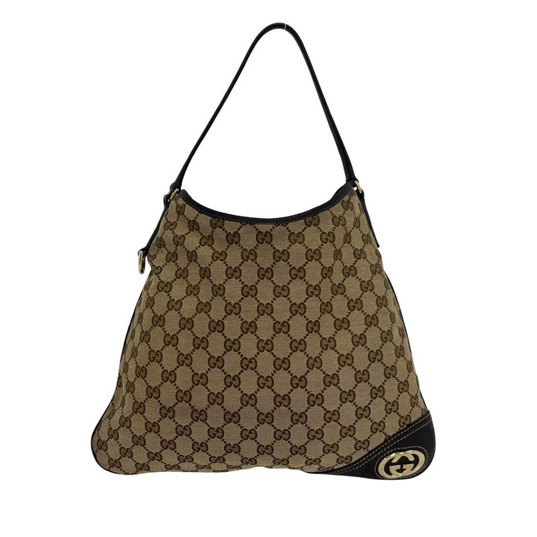 GUCCI Interlocking G hardware GG pattern logo canvas leather genuine semi shoulder bag tote brown: --- Catalog ---Category: SizeSize (HxWxD): 27cm x 36cm / 10.62'' x 14.17''Category: DesignType: Shoulder bag, Tote bagColor: BrownGender: WomenMaterial: Canvas , Leather Category: GeneralBrand: Gucci-