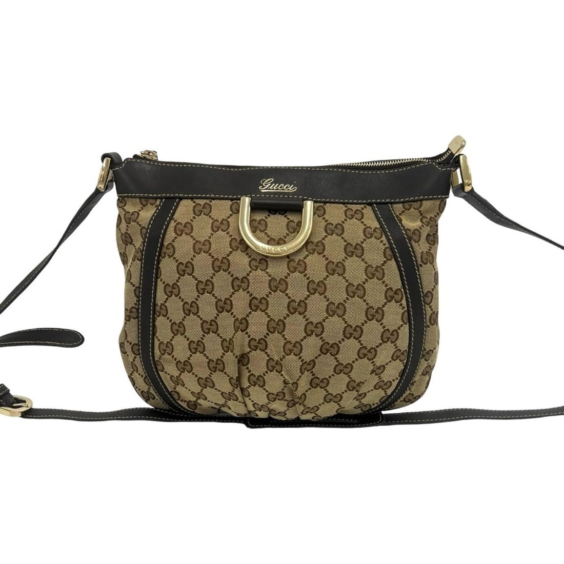 GUCCI Abbey GG Logo Pattern Canvas Leather Shoulder Bag Pouch Crossbody Brown 53945: --- Catalog ---Category: SizeSize (HxWxD): 26cm x 29cm / 10.23'' x 11.41''Category: DesignType: Crossbody bag, Pochette, Shoulder bagColor: BrownGender: WomenMaterial: Canvas , Leather Category: Gener