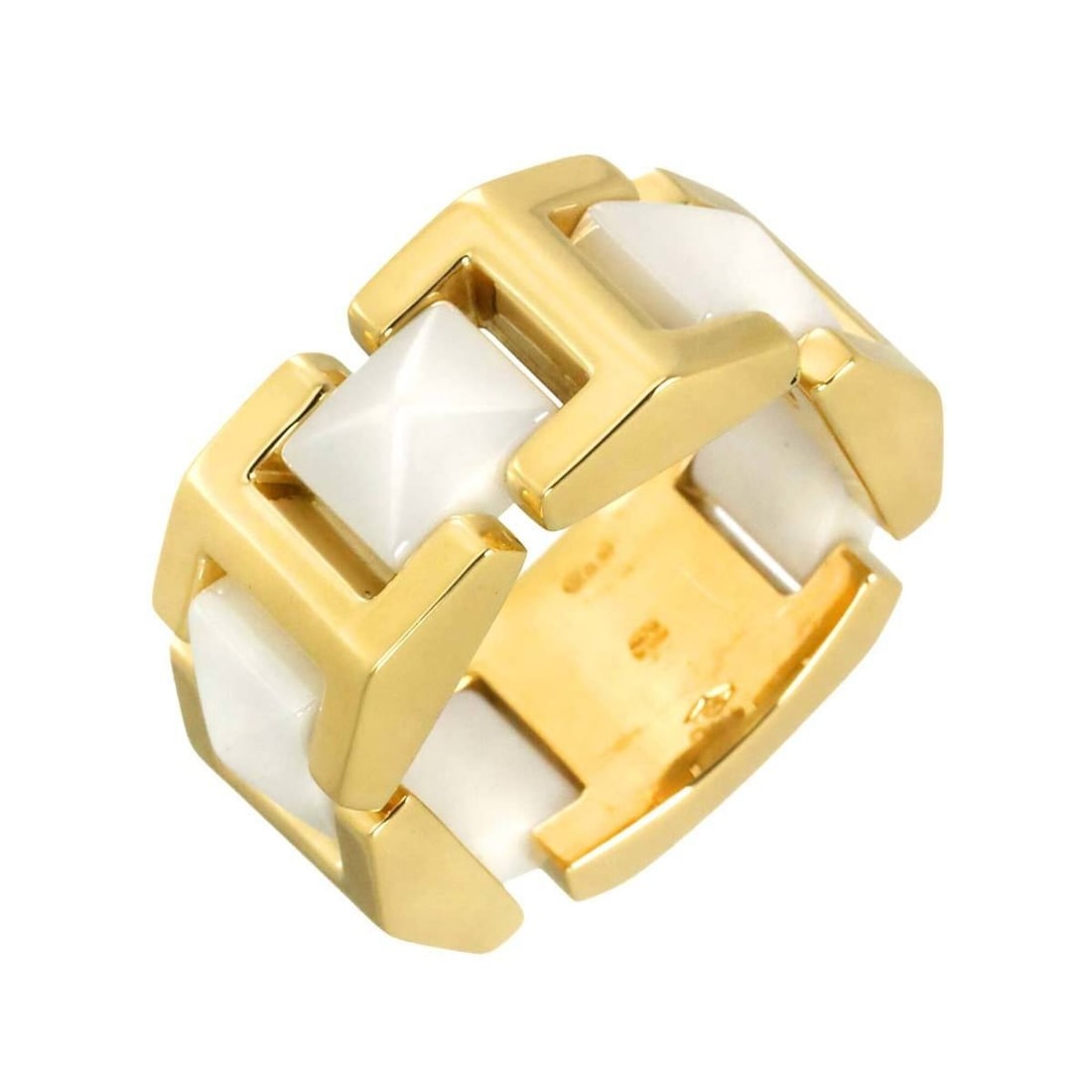 Versace 1 Ring 18K YG White Ceramic Yellow Gold 750 B-zero1: --- Catalog ---Category: SizeWidth: 10.7mm / 0.42''Weight: 12g / 0.42oz.JP Size: 13US Size: 6.5Category: DesignType: Band ringColor: White, Yellow goldGender: MenMaterial: Ceramic, Yellow gold (18K)Me