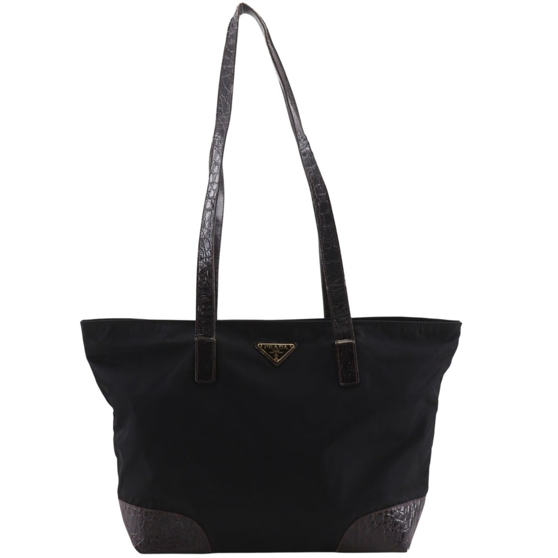Prada tote bag, nylon, black, A4 size, women's.: --- Catalog ---Category: SizeWeight: 340g / 11.99oz.Handle Drop: 37.00cm / 14.57''Size (HxWxD): 27cm x 31cm x 13cm / 10.62'' x 12.2'' x 5.11''Category: DesignType: Tote bagColor: BlackGender: WomenMat