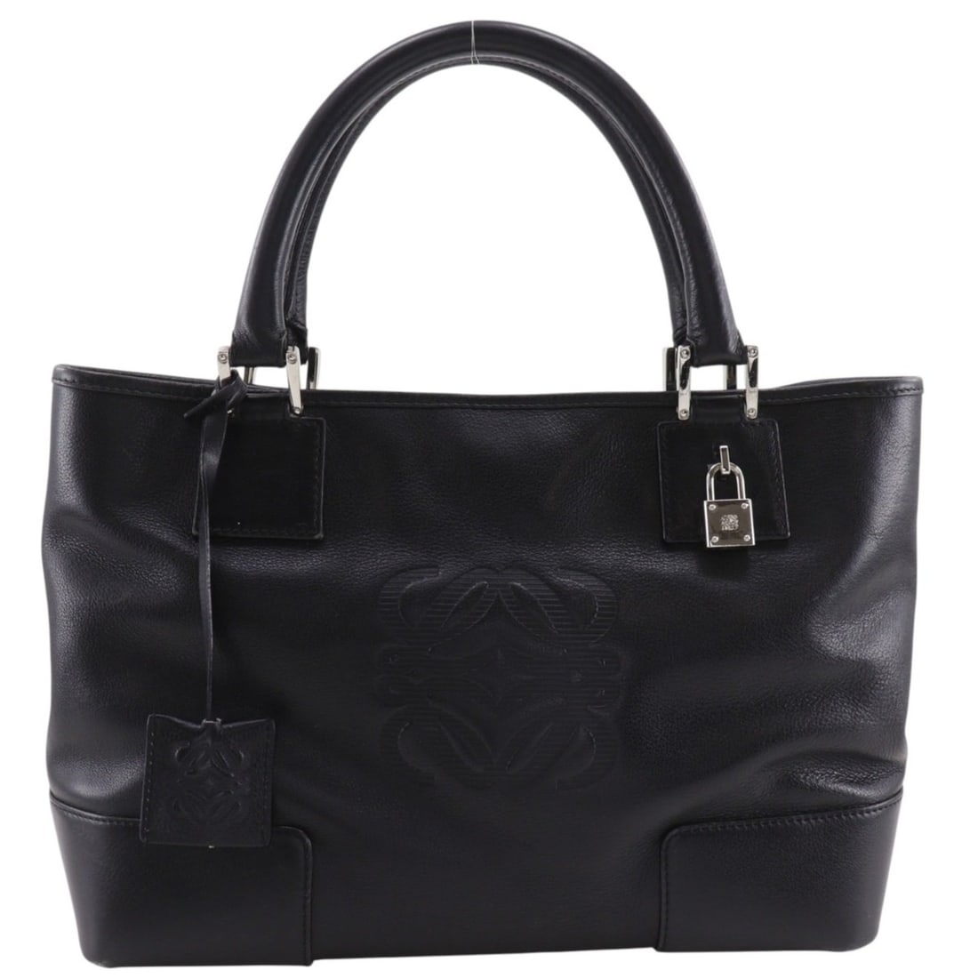 Loewe Amazona Justa handbag, Anagram pattern, leather, black, A5 size, magnetic closure, women's. (1 of 20)