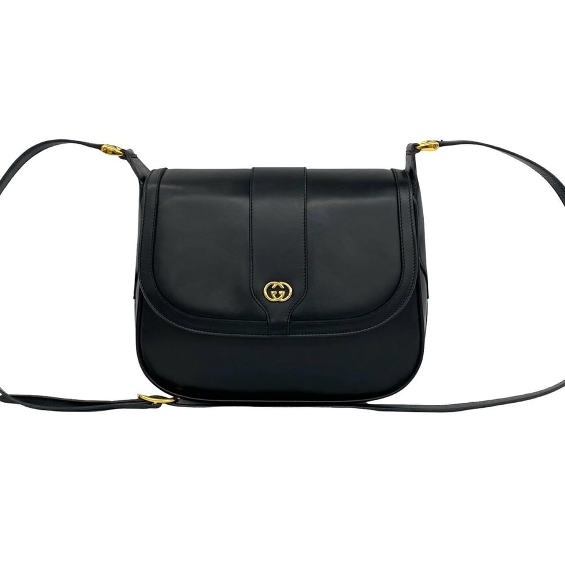 GUCCI Vintage GG Logo Leather Shoulder Bag/Pouch, Black, 814-9: --- Catalog ---Category: SizeSize (HxWxD): 21cm x 24.5cm x 6.5cm / 8.26'' x 9.64'' x 2.55''Category: DesignType: Pochette, Shoulder bagColor: BlackGender: WomenMaterial: Leather Category: GeneralBrand