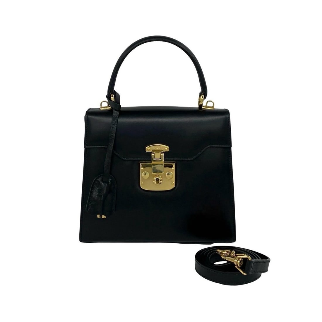 GUCCI Old Gucci Lady Lock Logo Hardware Leather 2-way Shoulder Bag/Handbag Black 88236: --- Catalog ---Category: SizeSize (HxWxD): 17cm x 20cm x 7cm / 6.69'' x 7.87'' x 2.75''Category: DesignType: Handbag, Shoulder bagColor: BlackGender: WomenMaterial: Leather Category: GeneralBrand: Guc