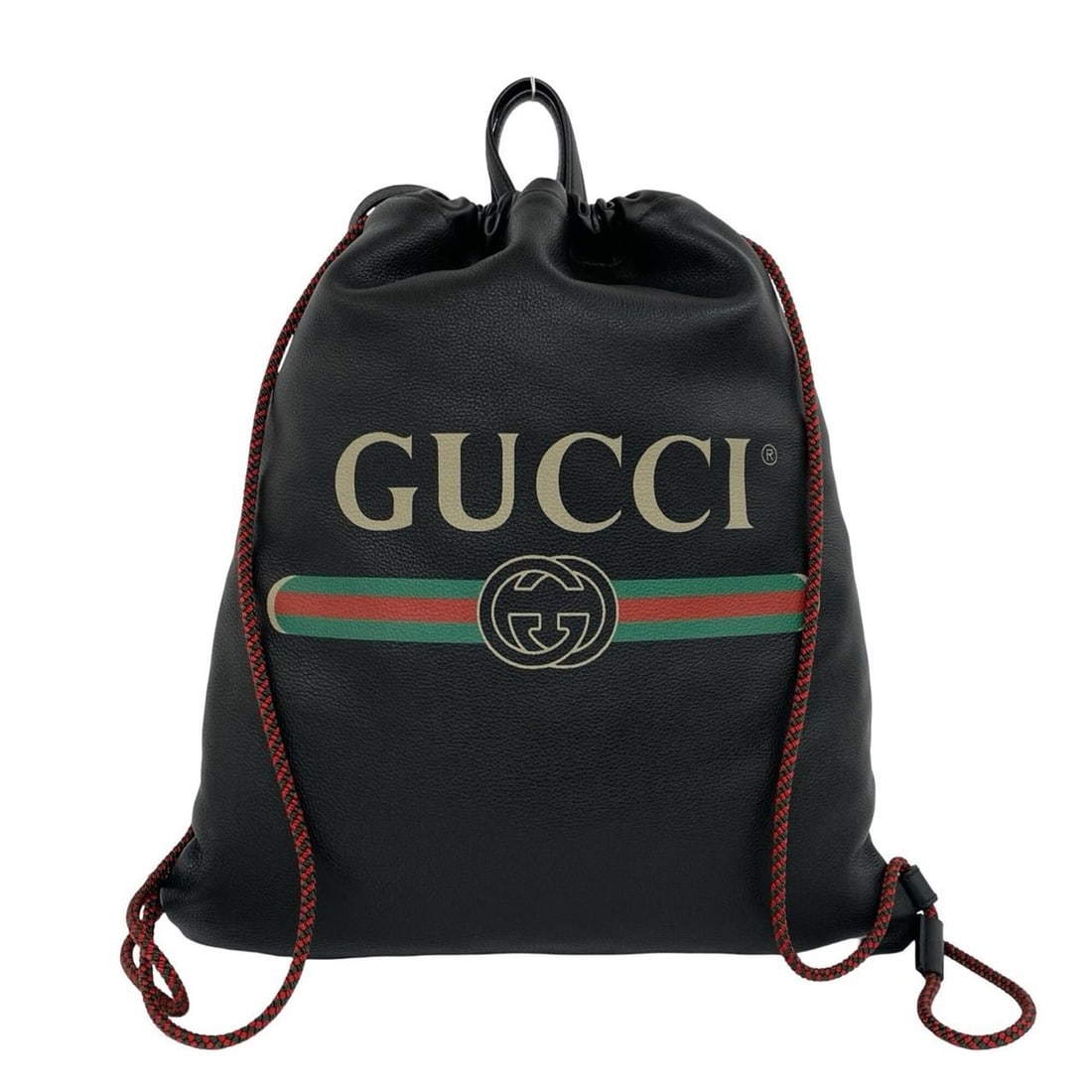 GUCCI Logo Leather Drawstring Backpack/Rucksack/Daypack - Black (Item No. 39772) (1 of 17)