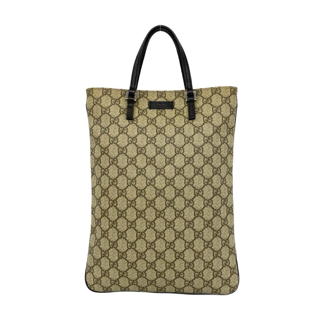 GUCCI GG Supreme logo pattern leather and polyurethane handbag, tote bag, business brown, 27969: --- Catalog ---Category: SizeSize (HxWxD): 35cm x 26cm / 13.77'' x 10.23''Category: DesignType: Handbag, Tote bagColor: BrownGender: WomenMaterial: Leather , Elastane Category: GeneralBrand: Gucci--- 