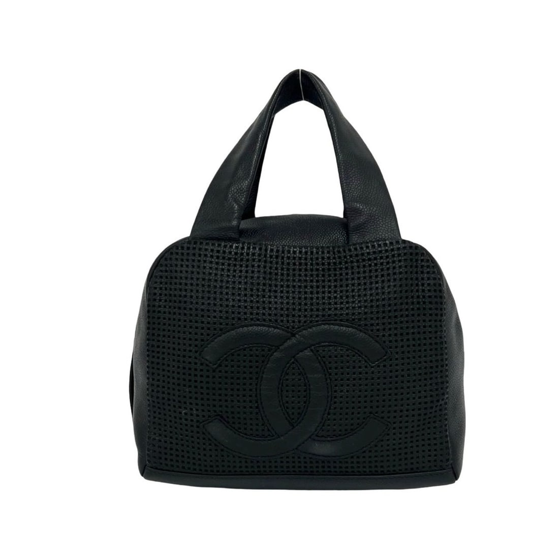 CHANEL Coco Mark Leather Handbag, Mini Boston Bag, Tote Black 21695: --- Catalog ---Category: SizeSize (HxWxD): 16cm x 22cm x 16.5cm / 6.29'' x 8.66'' x 6.49''Category: DesignType: Boston bag, Handbag, Tote bagColor: BlackGender: WomenMaterial: Leather Category: Genera