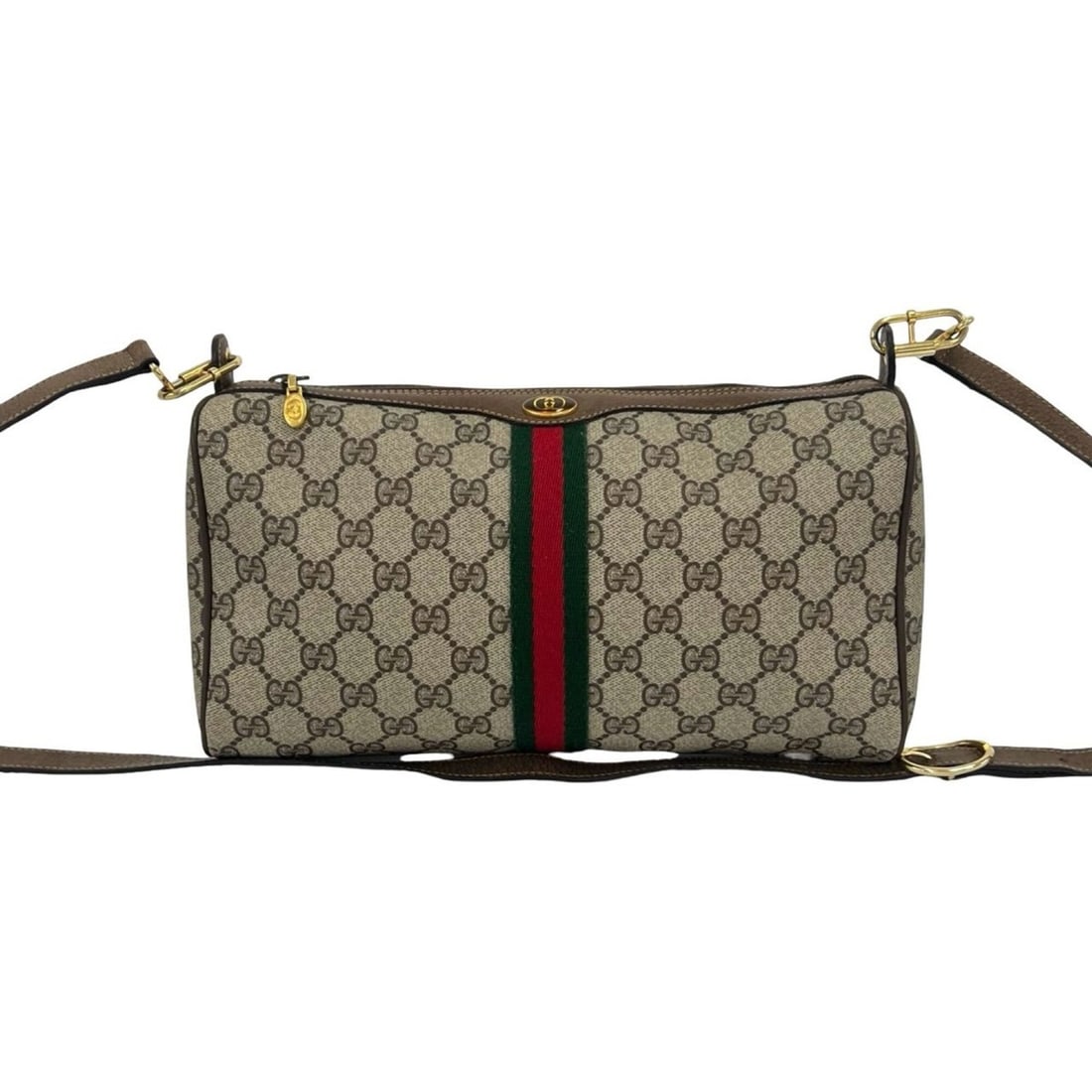 GUCCI Vintage Old Gucci Sherry Line GG Logo Leather Shoulder Bag/Pouch Brown 20110 (1 of 15)