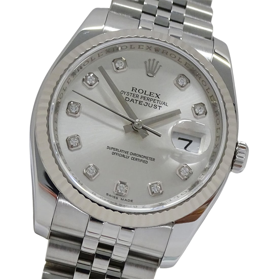Rolex Datejust 116234G Z-serial Men's Watch, Brand Name, 10P Diamonds, Automatic Movement, Stainless: --- Catalog ---Category: SizeWrist Size: 18cm / 7.08''Case Diameter: 36mm / 1.42''Category: DesignType: WristwatchGender: MenColor (Dial): SilverMaterial (Band): Stainless steel, White goldMaterial (C