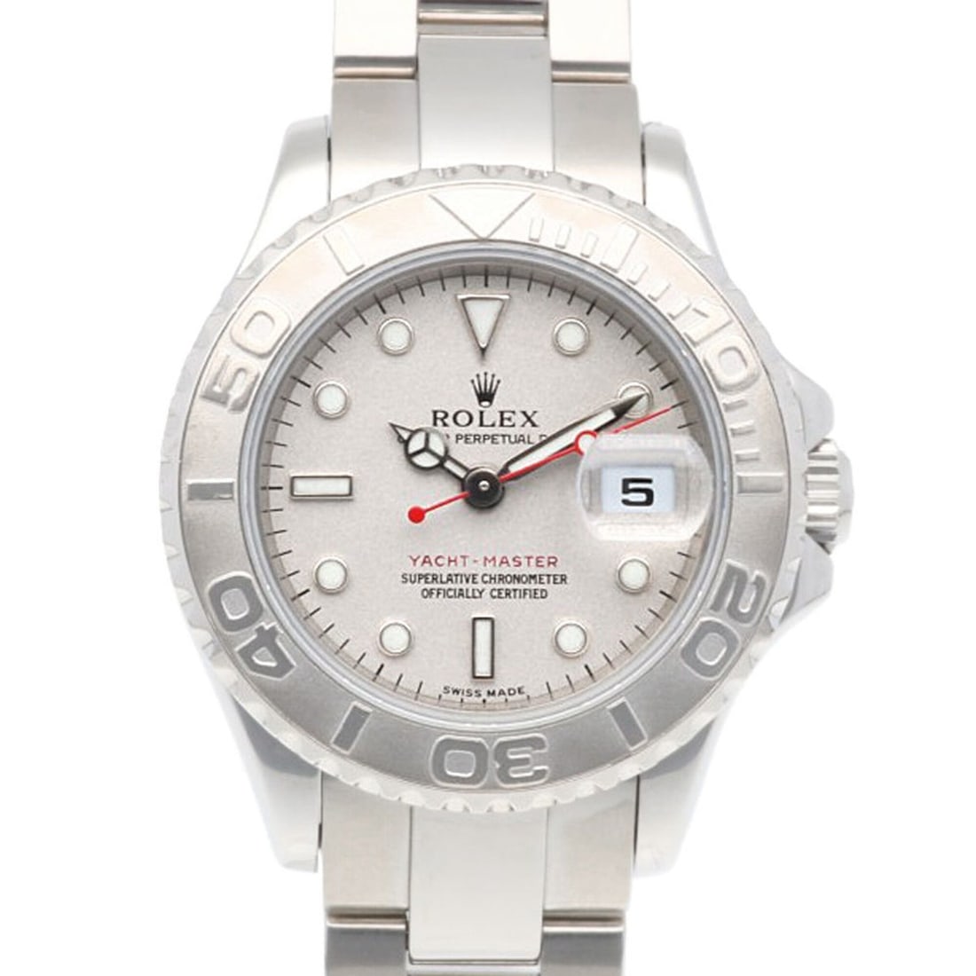 Rolex Yachtmaster Oyster Perpetual Watch, Stainless Steel, 169622, Automatic Winding, Overhauled,: --- Catalog ---Category: SizeWrist Size: 17cm / 6.69''Case Diameter: 28.5mm / 1.12''Category: DesignType: WristwatchGender: WomenColor (Dial): SilverMaterial (Band): Platinum, Stainless steelMaterial 