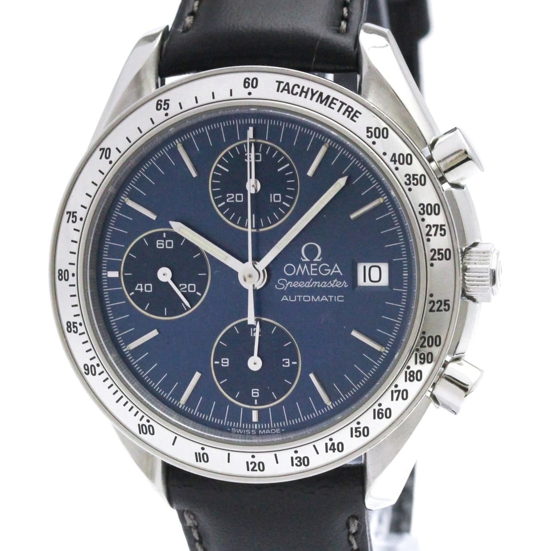 OMEGA Speedmaster Date Steel Automatic Mens Watch 3511.80 Polished: --- Catalog ---Category: SizeCase Diameter: 39mm / 1.54''Category: DesignType: WristwatchStyle: SportGender: MenColor (Dial): BlueMaterial (Band): LeatherMaterial (Case): Stainless steelCategory: Gene