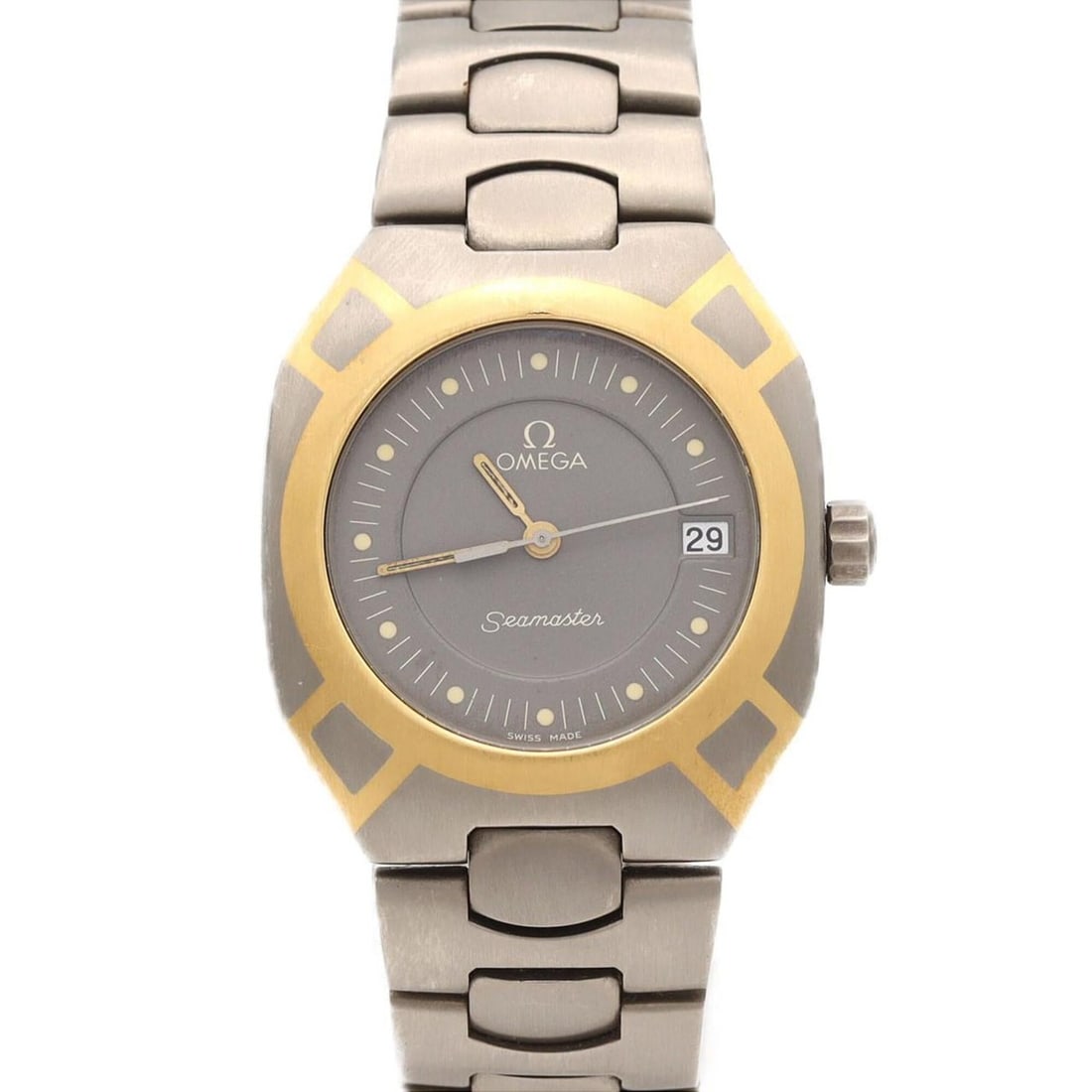 Omega Seamaster Polaris TI 5814.40 TIxYG Quartz Watch: --- Catalog ---Category: SizeWrist Size: 17cm / 6.69''Case Diameter: 31.5mm / 1.24''Category: DesignType: WristwatchGender: MenColor (Dial): GrayMaterial (Band): TitaniumMaterial (Case): Titanium, Yel