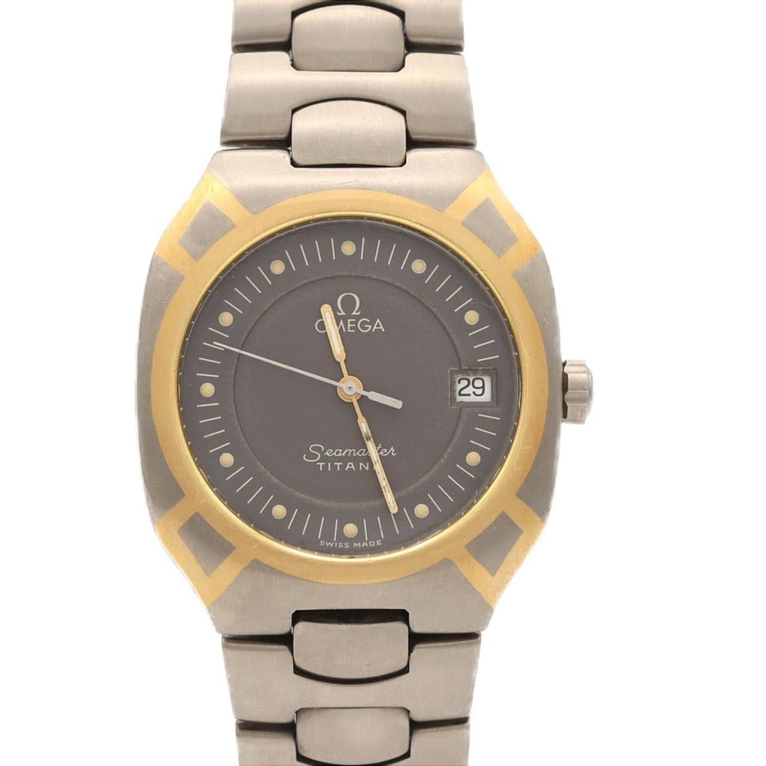 Omega Seamaster Polaris TI 5814.40 TIxYG Quartz Watch: --- Catalog ---Category: SizeWrist Size: 18.5cm / 7.28''Case Diameter: 31.5mm / 1.24''Category: DesignType: WristwatchGender: MenColor (Dial): GrayMaterial (Band): TitaniumMaterial (Case): Titanium, Y