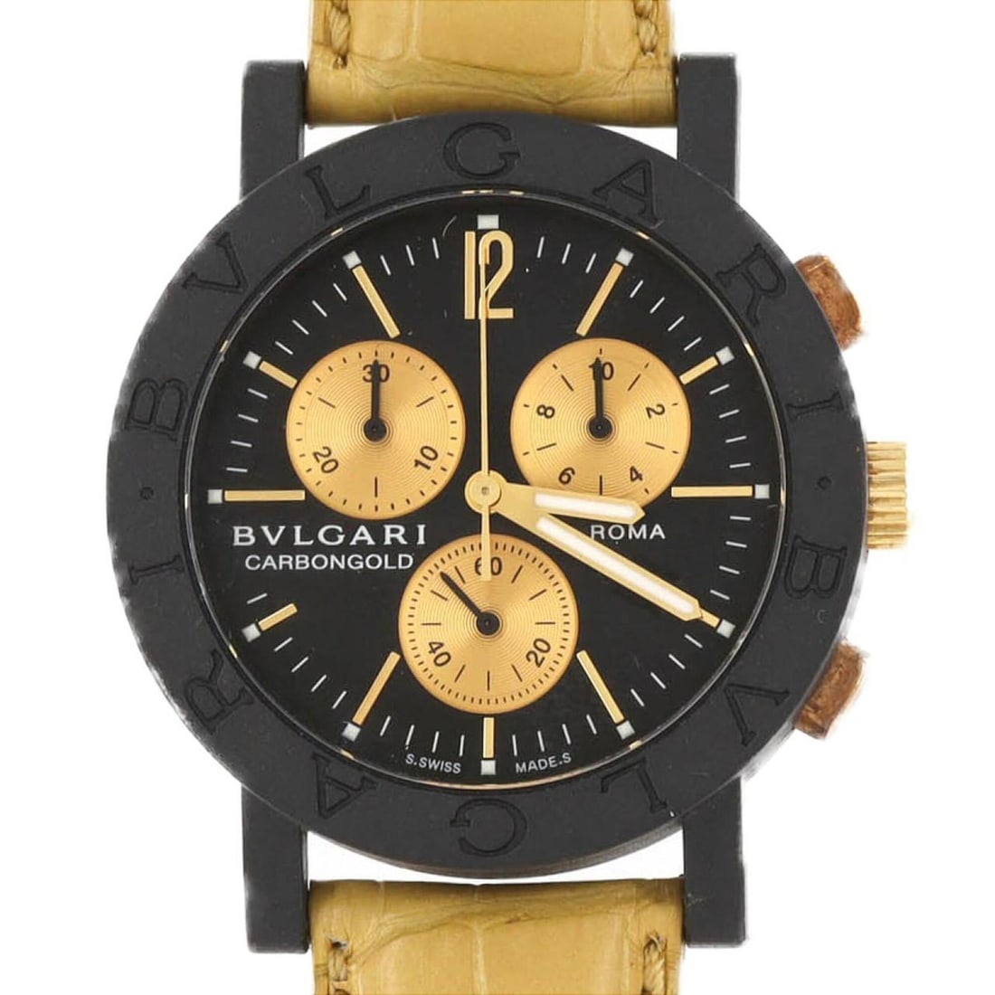 Bulgari Carbon Gold ROMA LIMITED BB38CLCH BB38CGLDCH 1 Other Quartz Watch: --- Catalog ---Category: SizeCase Diameter: 38mm / 1.5''Category: DesignType: WristwatchGender: MenColor (Dial): Black, GoldCategory: GeneralMPN: BB38CLCH/BB38CGLDCH/1Brand: BvlgariCategory: MovementM