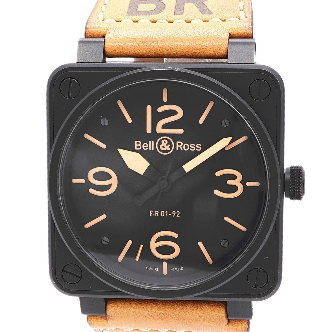 Bell & Ross BR01-92 Heritage BR01-92-S Black Dial Men's Watch: --- Catalog ---Category: SizeWrist Size: 20cm / 7.87''Case Diameter: 46.1mm / 1.81''Category: DesignType: WristwatchGender: MenColor (Dial): BlackMaterial (Band): LeatherCategory: GeneralMPN: BR01-92-