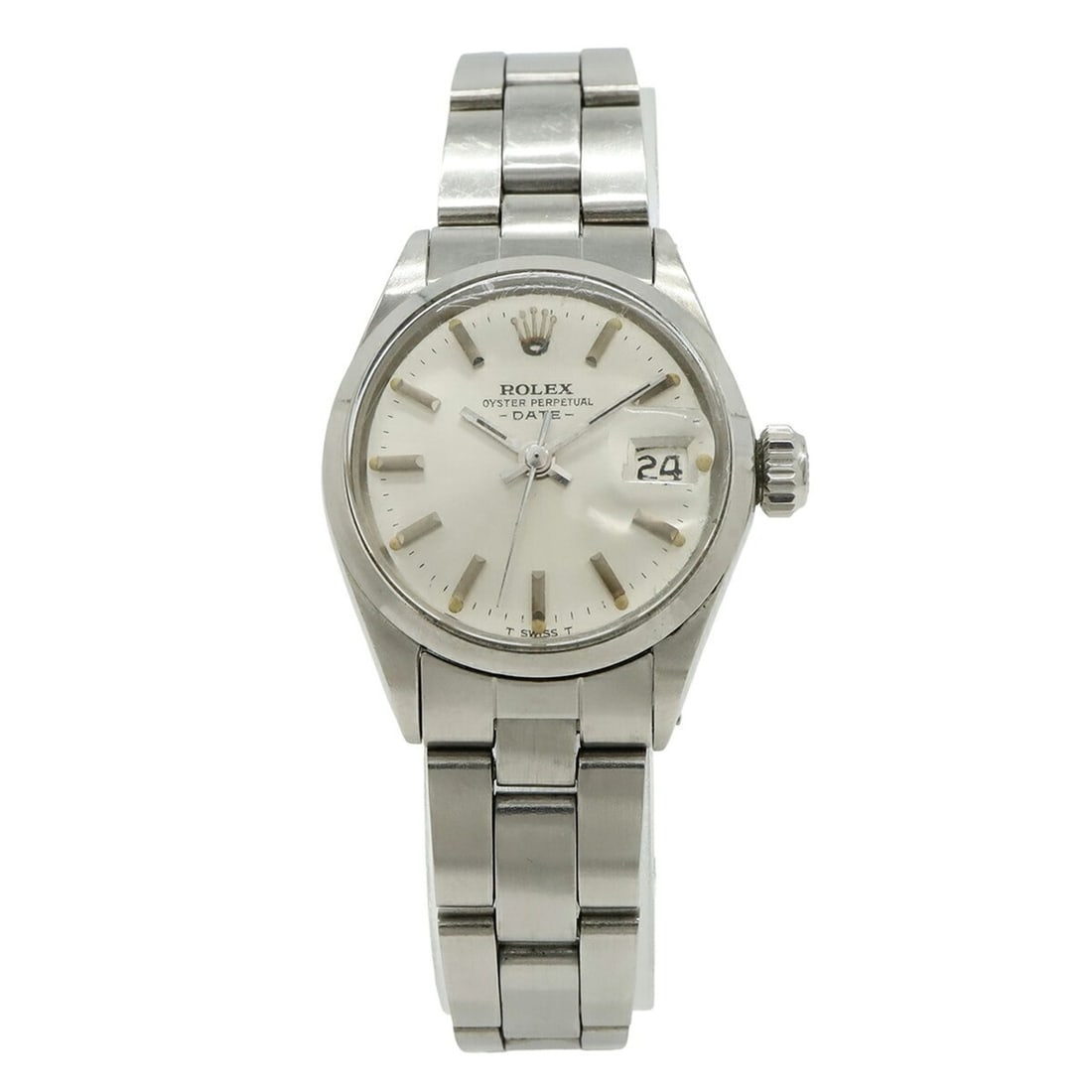 ROLEX Oyster Perpetual Date Silver Dial Stainless Steel Ladies Automatic Watch, Serial Number 28,: --- Catalog ---Category: SizeWrist Size: 16cm / 6.29''Case Diameter: 24mm / 0.94''Category: DesignType: WristwatchGender: WomenColor (Dial): SilverMaterial (Band): Stainless steelMaterial (Case): Stai